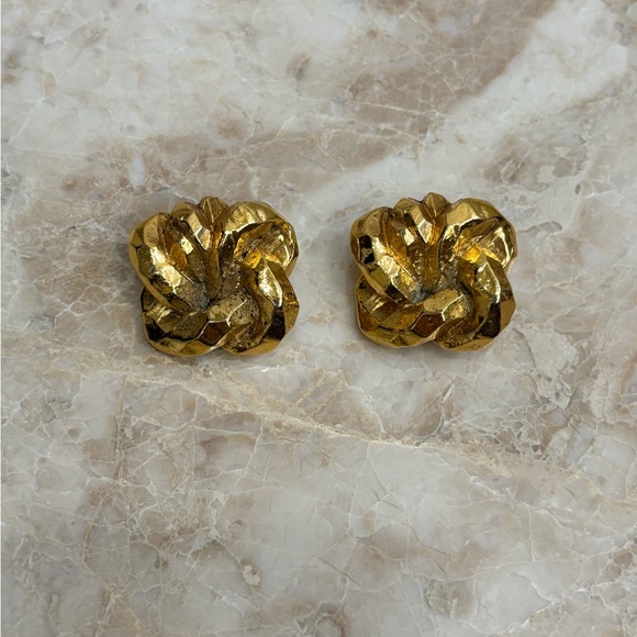 Antigona Paris Chunky Knots Gold Plated Large Clip on Earrings Signed - Picture 6 of 11